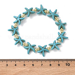 Synthetic Turquoise & Non-magnetic Hematite Beads Stretch Bracelets for Women Men&nbsp;BJEW-JB13726-02