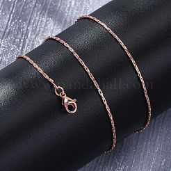 真鍮ボストンリンクチェーンネックレス（女性用）  304ステンレススチール製カニカン付き  ラックめっき  鉛フリー＆カドミウムフリー  長持ちメッキ  ローズゴールド  17.72インチ（45cm）&nbsp;NJEW-D302-59RG
