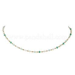 Handmade Faceted Rondelle Glass Beaded Link Chain Necklaces&nbsp;NJEW-JN05744-01