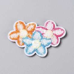 機械刺繍布地手縫い/アイロンワッペン  マスクと衣装のアクセサリー  アップリケ  花  カラフル  33x50x1.8mm&nbsp;DIY-P006-12