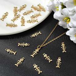 SHEGRACE Brass Micro Pave Cubic Zirconia Fishbone Charms&nbsp;XGR0163G-109G
