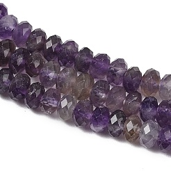 天然石アメジストビーズ連売り  ファセットロンデル  5x3mm  穴：0.8mm  約113個/連  15.35''（39センチメートル）&nbsp;LS-G-RM2025-C53-3x5mm
