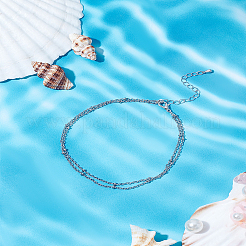 1Pc Bohemia Style Stainless Steel Satellite Chains Anklets&nbsp;AJEW-LP0007-16P