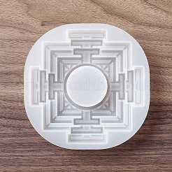 DIY 3層ラビリンス 食品グレードのシリコン型  燭台金型  ジェッソ樹脂鋳造金型  ホワイト  120x120x23mm  内径：109x109mm&nbsp;LS-SIMO-D001-07