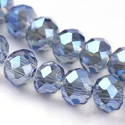 電気メッキガラスビーズセット  ファセットロンデル  ブルー  3.5x2.5~3mm  穴：1mm  約100~101個/連  30~32cm&nbsp;EGLA-D020-3x2mm-59