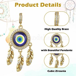 Brass Pave Clear Cubic Zirconia European Dangle Charms&nbsp;KK-CJC0018-08