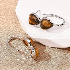 Valentine's Day Heart Natural Tiger Eye Stud Earrings&nbsp;EJEW-T053-01P-11