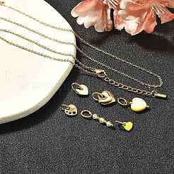 Enamel & Shell Pearl & Glass Heart Pendant & Necklaces & Bracelets Sets&nbsp;SJEW-Q002-03G
