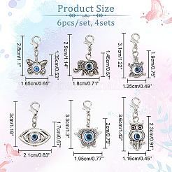 4 Sets Evil Eye Pendant Decorations&nbsp;HJEW-NB0001-68