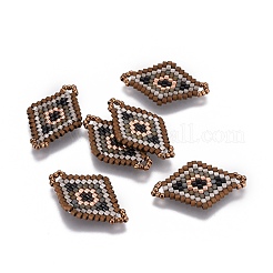 MIYUKI＆TOHO手作り日本のシードビーズリンク  織機模様  菱形  カラフル  22.5~26.4x15~17x1.7~1.9mm  穴：1.4~1.8mm&nbsp;SEED-E004-D03