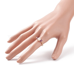 Gemstone & Natural Pearl Braided Finger Ring&nbsp;RJEW-JR00509