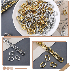 160個 2色アクリルクイックリンクコネクター  オーバル  ゴールデン＆シルバー  19x13.5x4mm  内径：5.5x11.5mm  80個/カラー&nbsp;PACR-SP0001-11A
