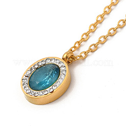 Dark Cyan Cuibc Zirconia Oval Stud Earring & Pendant Nacklace with Crystal Rhinestone&nbsp;SJEW-P002-08G