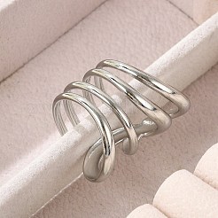 女性用304ステンレススチール多層カフリング  ステンレス鋼色  29mm  内径: 調節可能&nbsp;RJEW-G338-16P