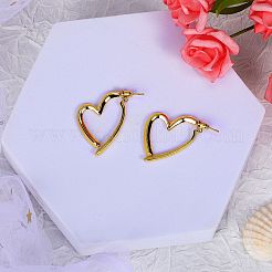 Brass Heart Dangle Stud Earrings with 925 Sterling Silver Pins for Women&nbsp;JE1091A