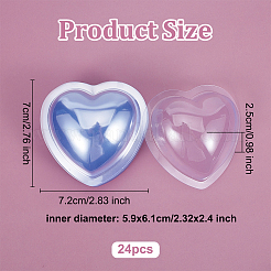 透明なプラスチックケーキ容器24個  ハート  透明  7x7.2x2.5cm&nbsp;FIND-OC0013-54