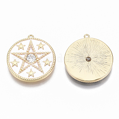 Brass Micro Pave Clear Cubic Zirconia Pendants&nbsp;KK-R126-30-NF