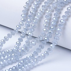 電気メッキガラスビーズセット  模造ヒスイビーズ  パール光沢メッキ  多面カット  ロンデル  ミックスカラー  6x5mm  穴：1mm  約85~88個/連  16.1~16.5インチ（41~42cm）&nbsp;EGLA-A034-J6mm-A