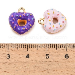 合金エナメルチャーム  ハートドーナツチャーム  ゴールドカラー  ミックスカラー  15x13.5x6mm  穴：1.5mm&nbsp;ENAM-A014-01G