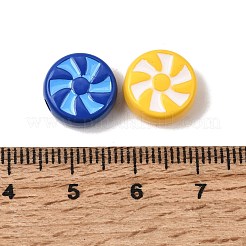 ベーキングペイント、不透明アクリルエナメルビーズ  風車とフラットラウンド  ミックスカラー  17x17.5x9mm  穴：2mm&nbsp;OACR-H060-01