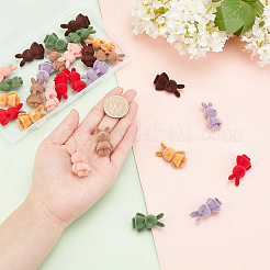 28色7穴フロッキーアクリルシャンクボタン1個  兎  ミックスカラー  32x20.5x12.5mm  穴：3mm  7色  4個/カラー  28pc&nbsp;OACR-PH0001-74