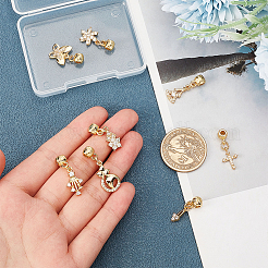 8Pcs 8 Style Rack Plating Brass Micro Pave Clear Cubic Zirconia Pendants&nbsp;ZIRC-OC0001-05G