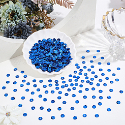 プラスチック製のスパンコールビーズ6000個  半カップ状のスパンコールビーズ  中ハート孔  ブルー  6~7x0.5mm  穴：1mm&nbsp;PVC-PA0001-01A