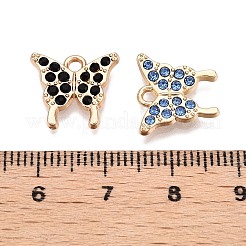 ラックメッキ合金ペンダント  ラインストーン付き  蝶のチャーム  ゴールドカラー  12.5x13.5x2.5mm  穴：1.8mm&nbsp;FIND-N005-24G