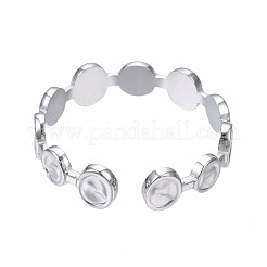 Non-Tarnish 304 Stainless Steel Flat Round Open Cuff Ring&nbsp;RJEW-T023-65P