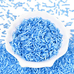 ガラス竹ビーズ  模造キャットアイ  空色  6.5~7x1.5~2mm  穴：0.8~1mm  約1515個/50g&nbsp;X-SEED-N007-28E