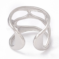 Non-Tarnish 304 Stainless Steel Wide Hollow Open Cuff Ring for Women&nbsp;LS-RJEW-G275-02P