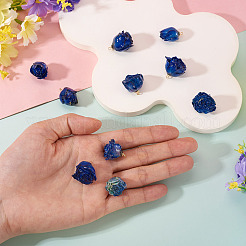 プリザーブドローズペンダント10個  バラの花のチャーム  ブルー  25~28x22~25x20~23mm  穴：1.5mm&nbsp;KY-TA0001-59A
