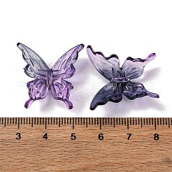 透明なアクリルビーズ  ツートン  蝶  紫色のメディア  25.5x24.5x5.5mm  穴：1.5mm  約588個/500g&nbsp;TACR-P011-01B-02