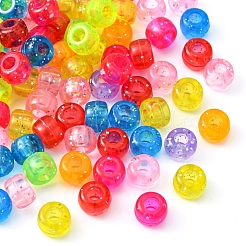 プラスチックビーズ  グリッターパウダー付き  ロンデル  ミックスカラー  9x6mm  穴：3.5mm&nbsp;KY-YW0001-36