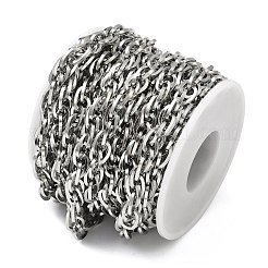 304ステンレスロープチェーン  溶接されていない  スプールで  ステンレス鋼色  7x3.5mm&nbsp;CHS-H025-16P-01
