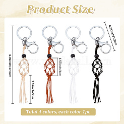 4Pcs 4 Colors Nylon Wired & Glass Bead Keychains&nbsp;KEYC-SC0002-16