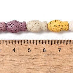 天然溶岩岩ビーズ連売り  魚  染め  ミックスカラー  14x9x7mm  穴：1.2mm  約28個/連  15.55''（39.5センチメートル）&nbsp;G-U007-01N