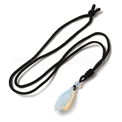 Cone Natural & Synthetic Mixed Gemstone Pendant Necklace with Nylon Rope for Women&nbsp;G-H286-08