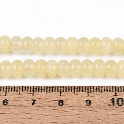 染め加工天然石ホワイトジェイドビーズ連売り  ロンデル  レモンシフォン  6~6.5x4~4.5mm  穴：1mm  約86~90個/連  14.57~15.16''（37~38.5センチメートル）&nbsp;G-T139-59A-15
