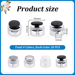 80個 4色プラスチックスプリングコードロック  1穴  服装アクセサリー  ミックスカラー  16.5x16.5mm  穴：6.5x4.5mm  20個/カラー&nbsp;BUTT-AR0001-27