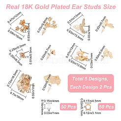 10Pcs 5 Style Brass Stud Earring Findings&nbsp;KK-CN0001-88