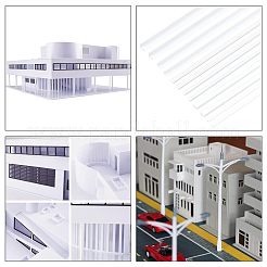 6セット6スタイルのABSプラスチックバーロッド  DIYサンドテーブル建築モデル作成用  ホワイト  250x2~5x1~3mm  1セット/スタイル&nbsp;DIY-OC0008-25