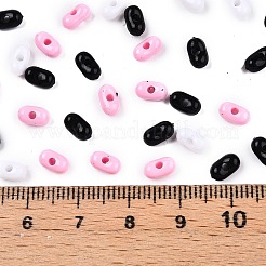 不透明なアクリルビーズ  ピーナッツ  ミックスカラー  6.5x4x3mm  穴：1.5mm  約199個/10g&nbsp;X1-MACR-T048-02M-04