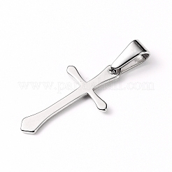 変色しにくい304ステンレススチールペンダント  クロス  ステンレス鋼色  24x13x1mm  穴：8x3mm&nbsp;X-STAS-I127-058P