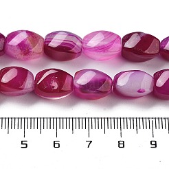 天然バンデットアゲートビーズ連売り  染め＆加熱  ツイスト  フクシア  12x8x8mm  穴：1.2mm  約33個/連  16.34''（41.5センチメートル）&nbsp;G-G172-01K