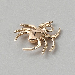 真鍮チャーム  クモのチャーム  ゴールドカラー  16.5~17.5x17x3mm  穴：1.8~2mm&nbsp;KK-WH0088-81