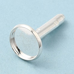 フラットラウンドい真鍮製のカフセッティング  アパレルアクセサリー用の空白のカフスボタンベゼルトレイ  銀  トレイ：12mm  25x14mm&nbsp;KK-XCP0001-72S