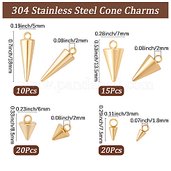 40個4スタイル304ステンレススチールペンダント  スパイク/コーン  18KGP本金メッキ  7.5~18x3~7mm  穴：1.8~2mm  10個/スタイル&nbsp;STAS-BBC0009-08