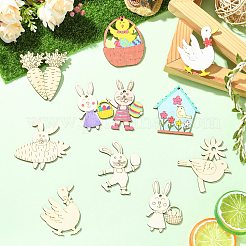 ウッドビッグサイズペンダントトップ  動物  混合図形  60~67x40~60x2.5mm  穴：3~5mm&nbsp;WOOD-CJC0022-002