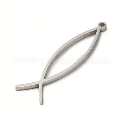 変色しない304ステンレススチールペンダント  イエスの魚の魅力  ステンレス鋼色  31x8.5x1mm  穴：1.2mm&nbsp;FIND-Z025-01P